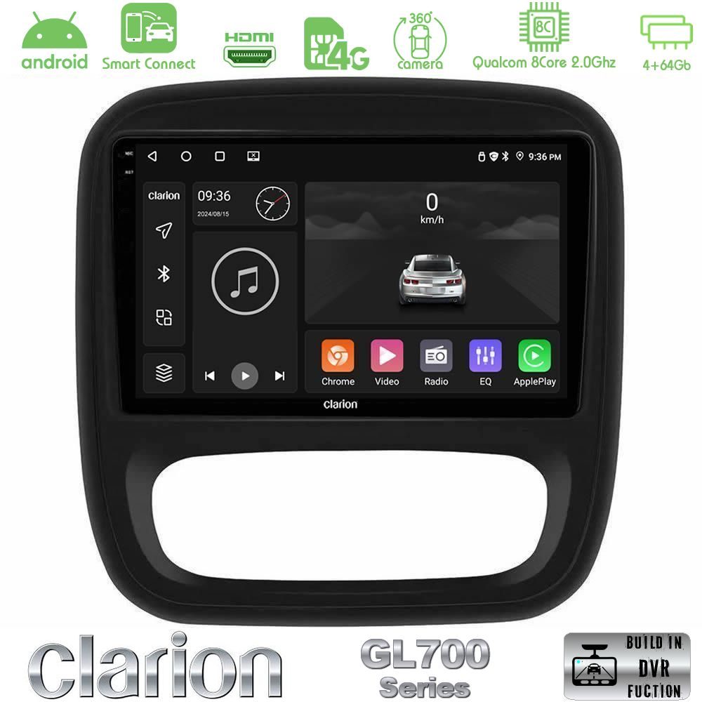 Clarion GL700 Series 8Core Android ClarionOS 4+64GB Renault/Nissan/Opel/Fiat Navigation Multimedia Tablet 9" Με Carplay & Android Auto