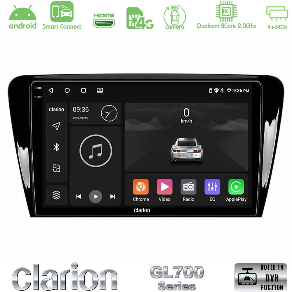 Clarion GL700 Series 8Core Android ClarionOS 4+64GB Skoda Octavia 7 Navigation Multimedia Tablet 10" Με Carplay & Android Auto