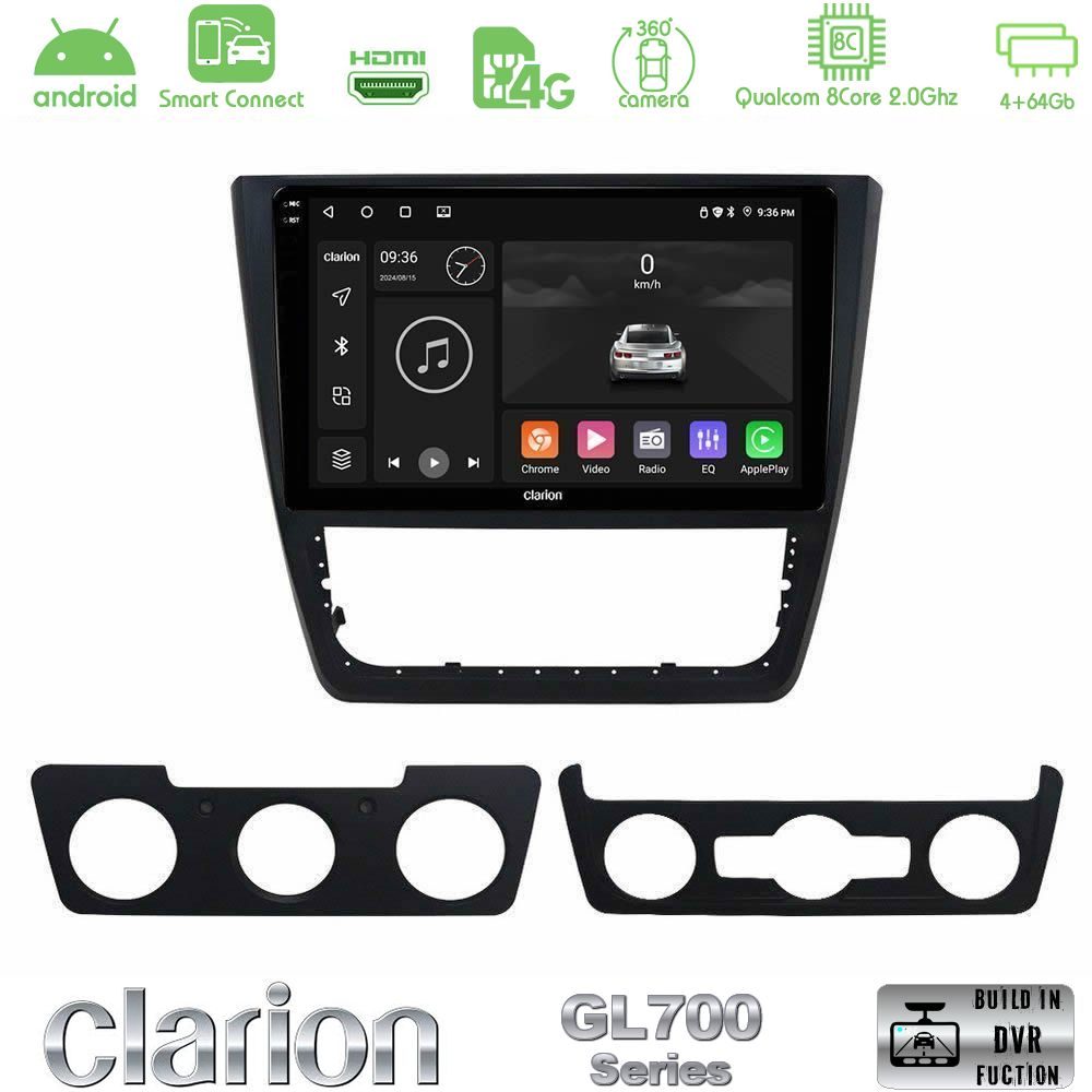 Clarion GL700 Series 8Core Android ClarionOS 4+64GB Skoda Yeti 2009-> Navigation Multimedia Tablet 10" Με Carplay & Android Auto