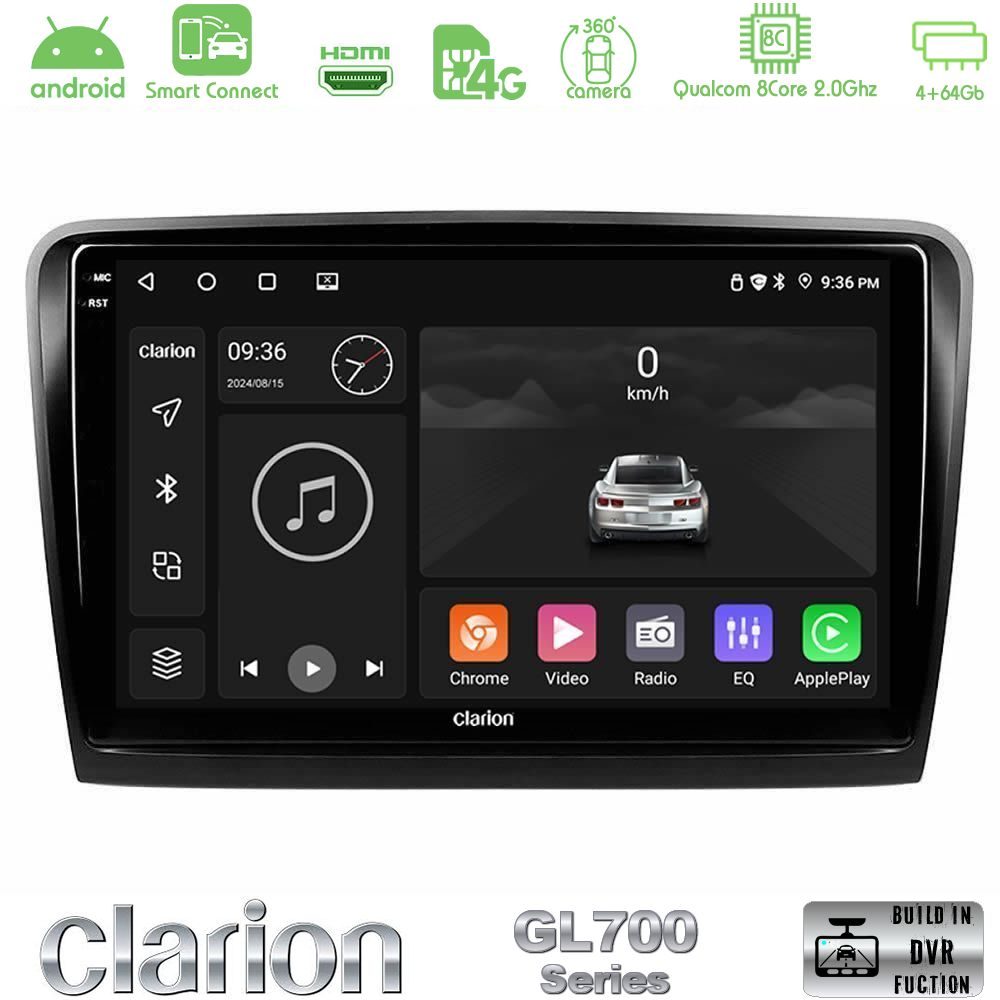 Clarion GL700 Series 8Core Android ClarionOS 4+64GB Skoda Superb 2008-2015 Navigation Multimedia Tablet 10" Με Carplay & Android Auto