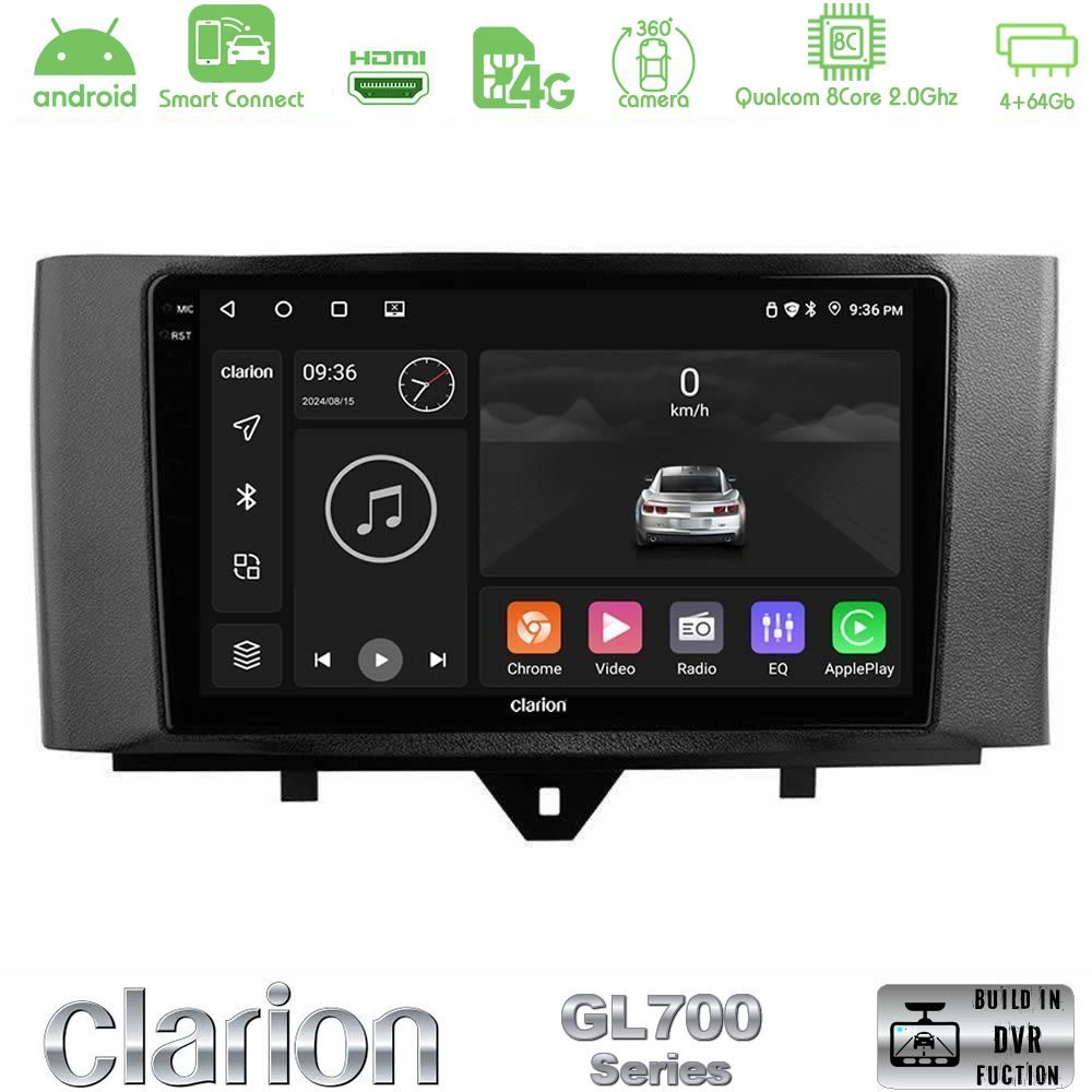 Clarion GL700 Series 8Core Android ClarionOS 4+64GB Smart 451 Facelift Navigation Multimedia Tablet 9" Με Carplay & Android Auto