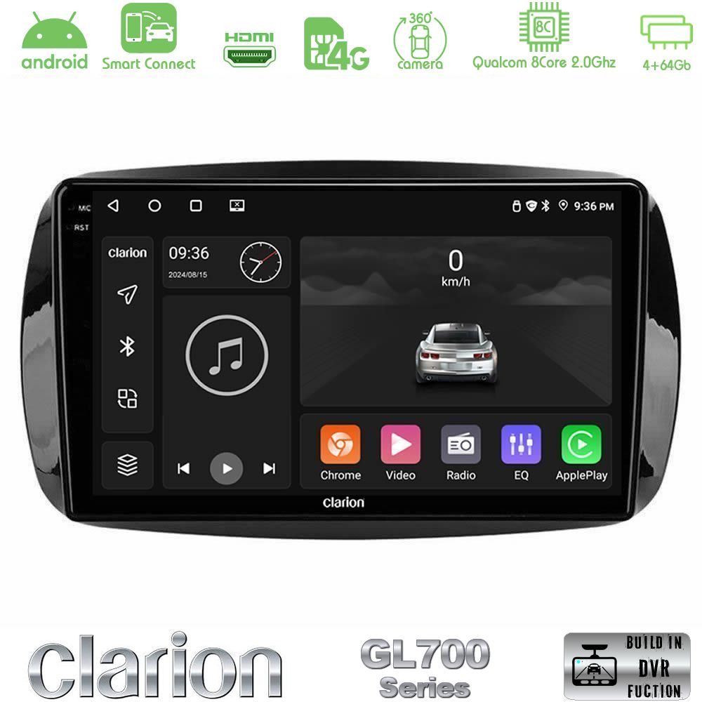 Clarion GL700 Series 8Core Android ClarionOS 4+64GB Smart 453 Navigation Multimedia Tablet 9" Με Carplay & Android Auto