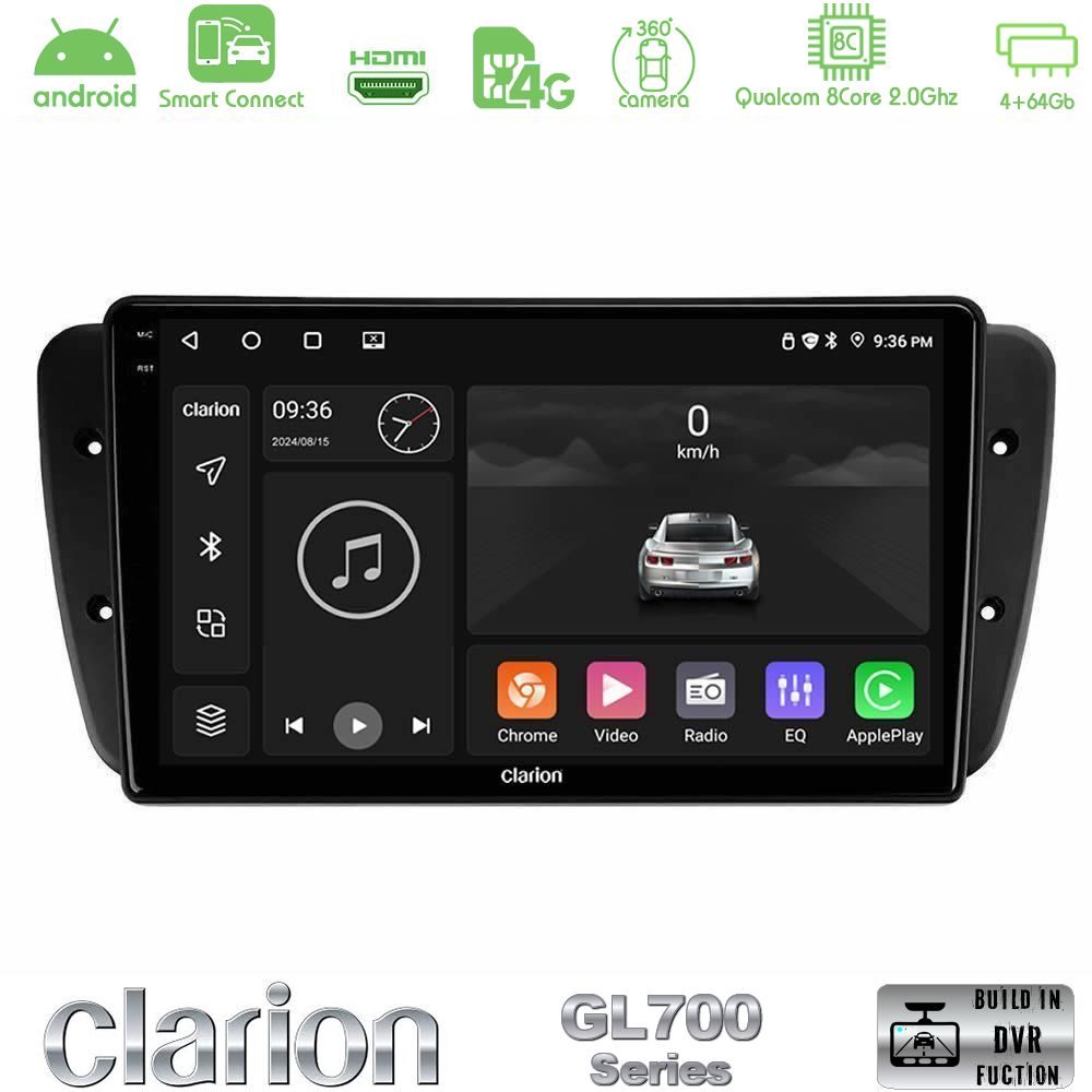 Clarion GL700 Series 8Core Android ClarionOS 4+64GB Seat Ibiza 2008-2012 Navigation Multimedia Tablet 9" Με Carplay & Android Auto