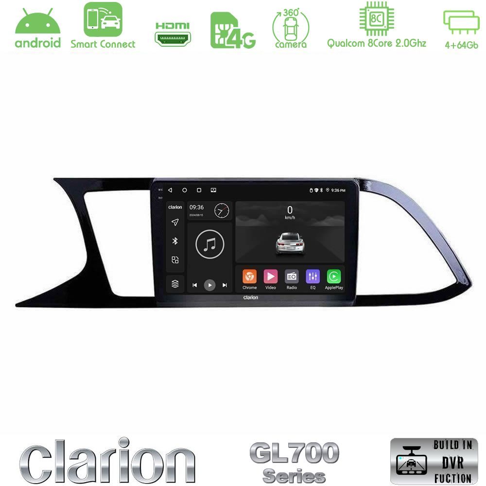 Clarion GL700 Series 8Core Android ClarionOS 4+64GB Seat Leon 2013 – 2019 Navigation Multimedia Tablet 9" Με Carplay & Android Auto