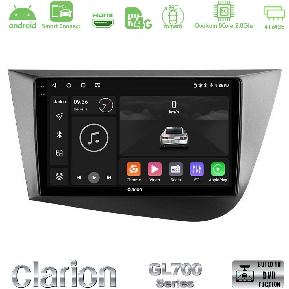 Clarion GL700 Series 8Core Android ClarionOS 4+64GB Seat Leon Navigation Multimedia Tablet 9" Με Carplay & Android Auto