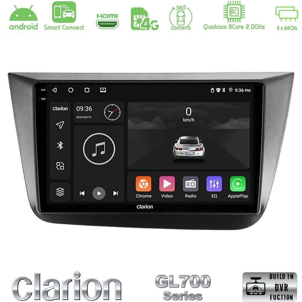 Clarion GL700 Series 8Core Android ClarionOS 4+64GB Seat Altea 2004-2015 Navigation Multimedia Tablet 9" Με Carplay & Android Auto