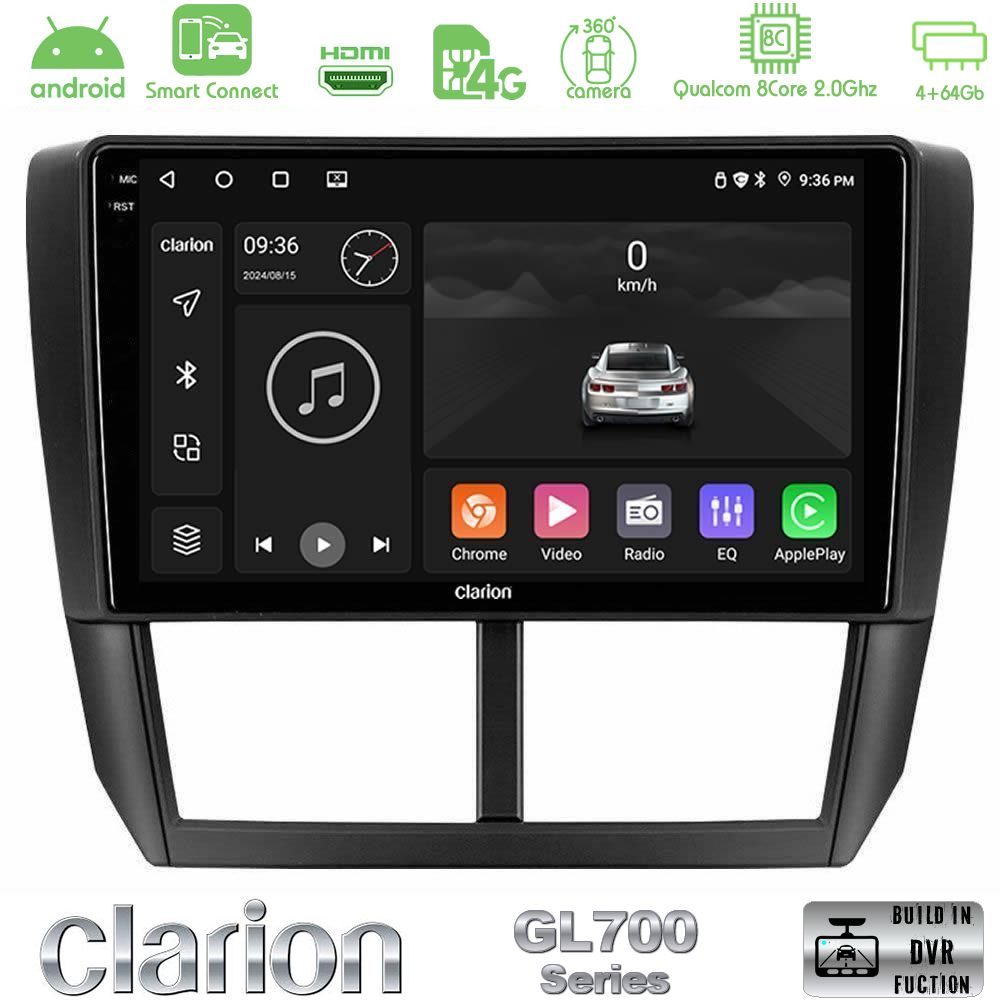 Clarion GL700 Series 8Core Android ClarionOS 4+64GB Subaru Forester Navigation Multimedia Tablet 9" Με Carplay & Android Auto