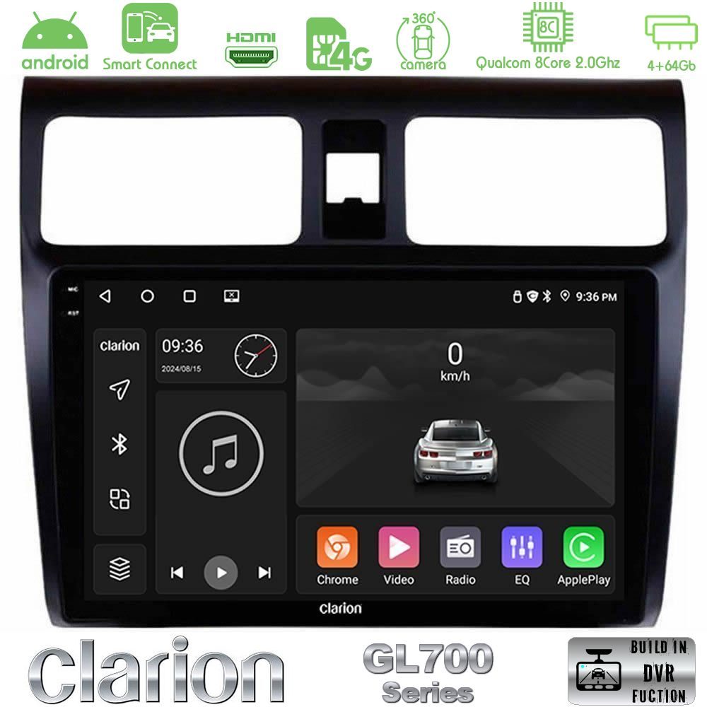 Clarion GL700 Series 8Core Android ClarionOS 4+64GB Suzuki Swift 2005-2010 Navigation Multimedia Tablet 10" Με Carplay & Android Auto