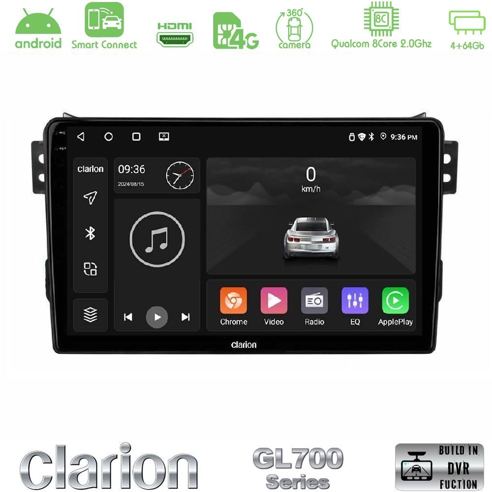 Clarion GL700 Series 8Core Android ClarionOS 4+64GB Suzuki Splash & Opel Agila 2008-2014 Navigation Multimedia Tablet 9" Με Carplay & Android Auto
