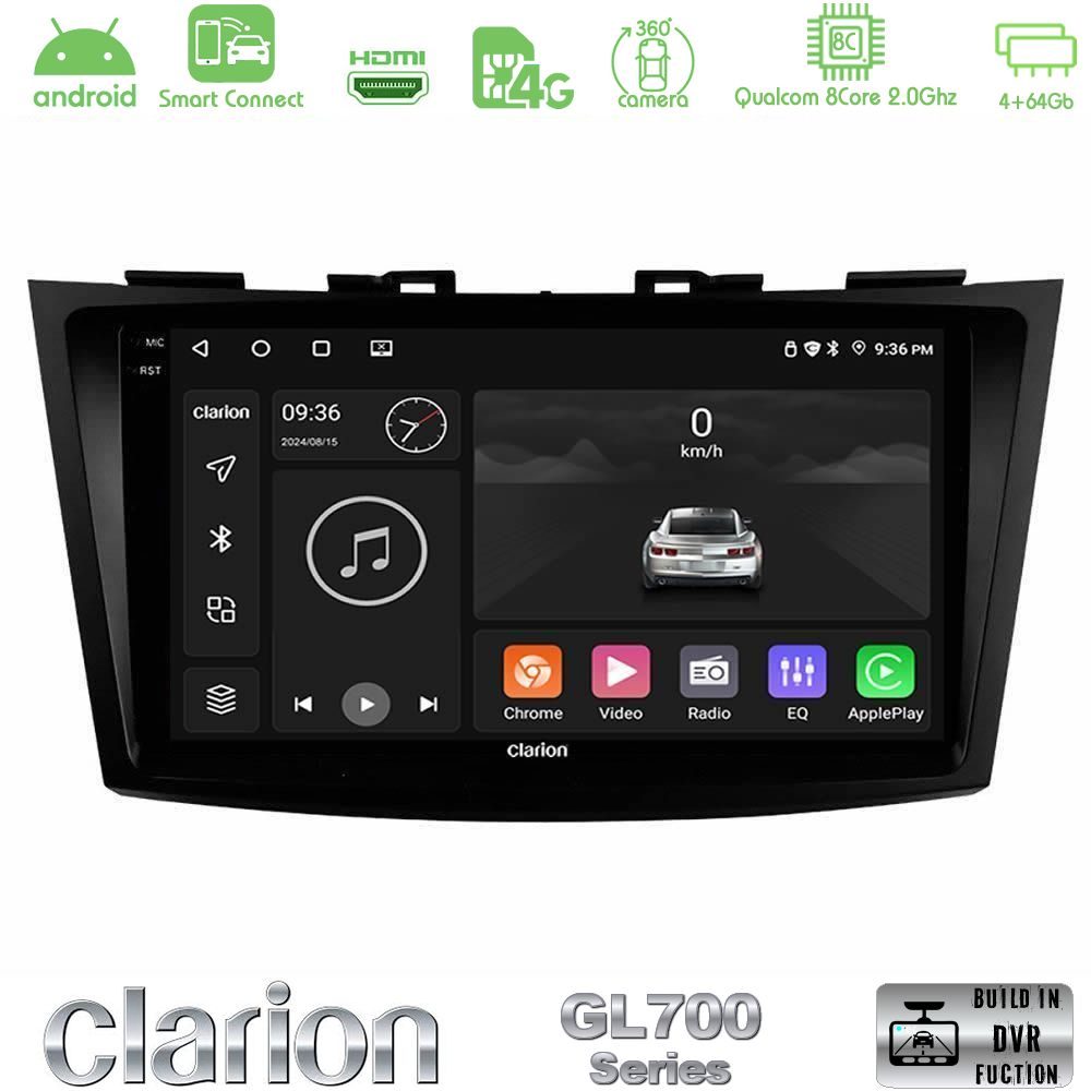 Clarion GL700 Series 8Core Android ClarionOS 4+64GB Suzuki Swift 2011-2016 Navigation Multimedia Tablet 9" Με Carplay & Android Auto