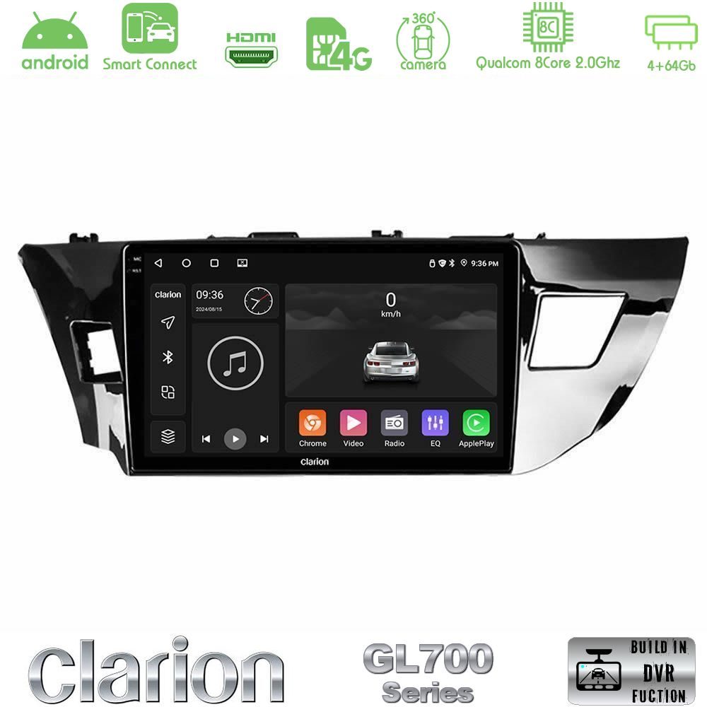 Clarion GL700 Series 8Core Android ClarionOS 4+64GB Toyota Corolla 2014-2016 Navigation Multimedia Tablet 10" Με Carplay & Android Auto