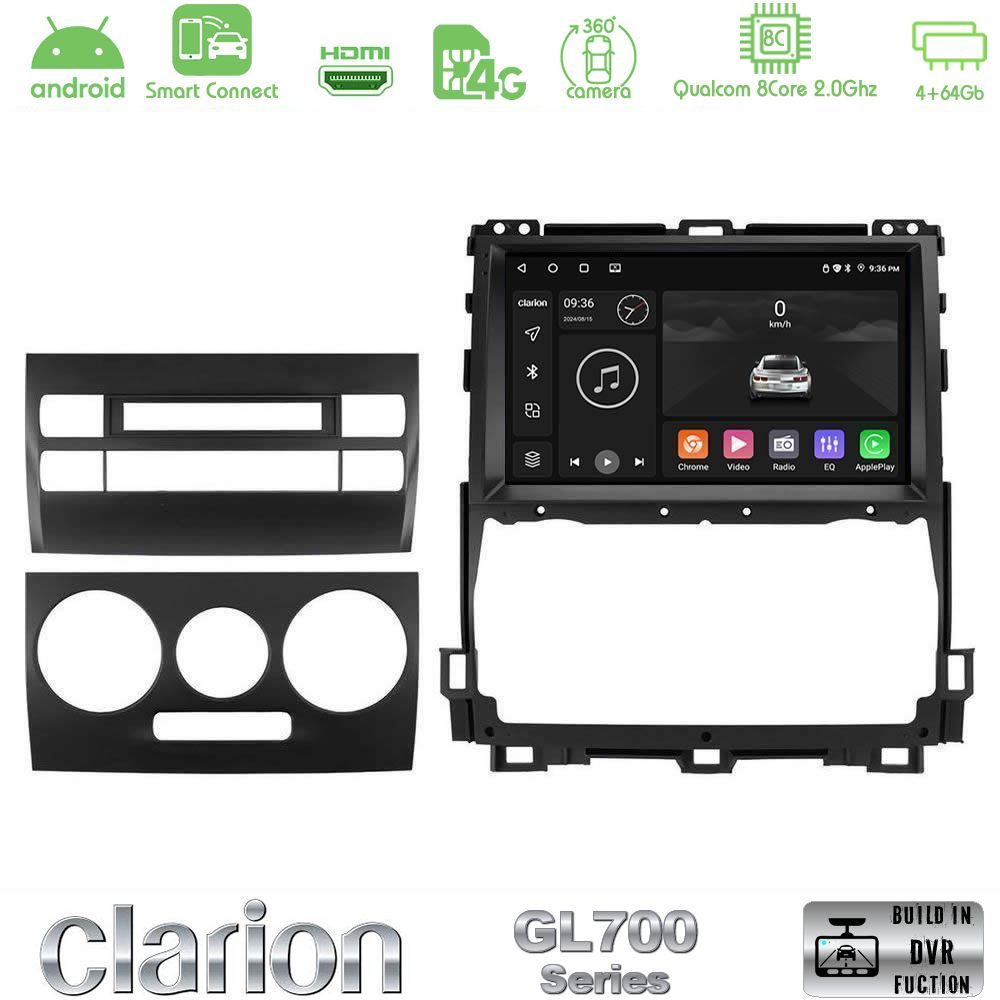 Clarion GL700 Series 8Core Android ClarionOS 4+64GB Toyota Land Cruiser J120 2002-2009 Navigation Multimedia Tablet 9" Με Carplay & Android Auto