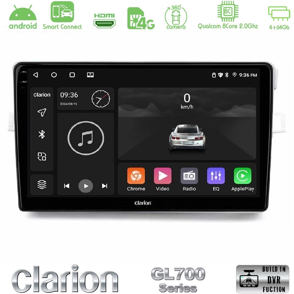 Clarion GL700 Series 8Core Android ClarionOS 4+64GB Toyota Verso 2009-2018 Navigation Multimedia Tablet 9" Με Carplay & Android Auto