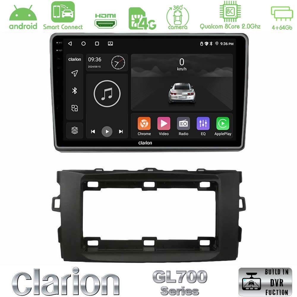 Clarion GL700 Series 8Core Android ClarionOS 4+64GB Toyota Auris 2013-2016 Navigation Multimedia Tablet 10" Με Carplay & Android Auto