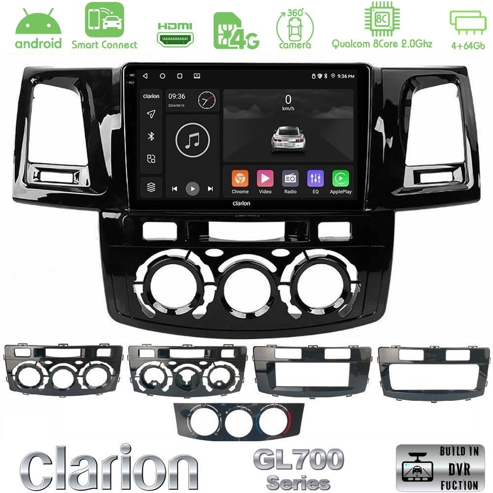 Clarion GL700 Series 8Core Android ClarionOS 4+64GB Toyota Hilux 2007-2016 Navigation Multimedia Tablet 9" Με Carplay & Android Auto