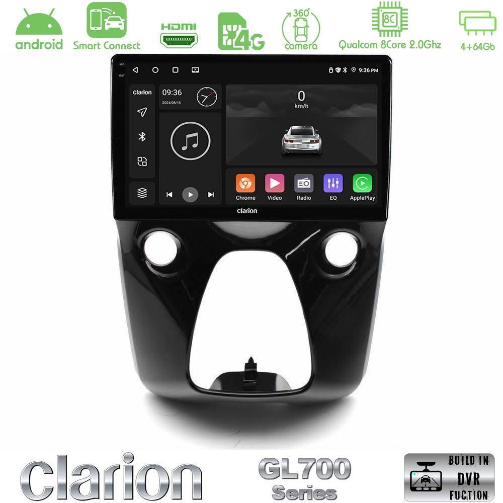 Clarion GL700 Series 8Core Android ClarionOS 4+64GB Toyota Aygo | Citroen C1 | Peugeot 108 Navigation Multimedia 10" Με Carplay & Android Auto