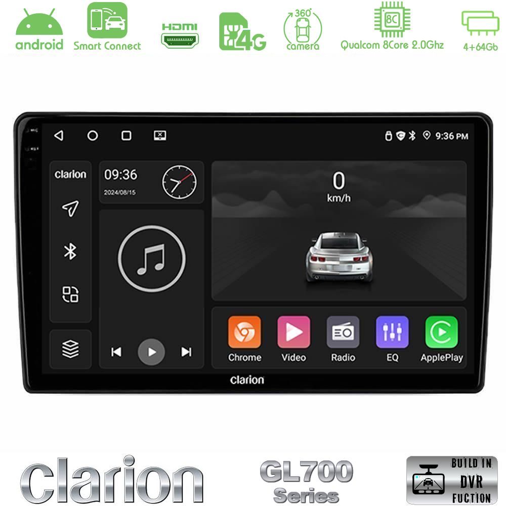 Clarion GL700 Series 8Core Android ClarionOS 4+64GB Toyota Yaris 1999 – 2006 Navigation Multimedia Tablet 9" Με Carplay & Android Auto