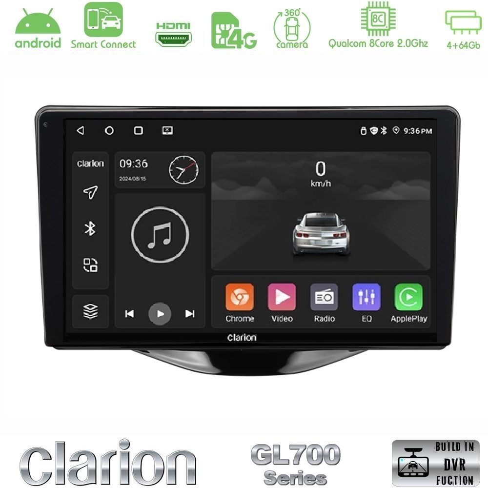 Clarion GL700 Series 8Core Android ClarionOS 4+64GB Toyota Aygo | Citroen C1 | Peugeot 108 Navigation Multimedia Tablet 9" Με Carplay & Android Auto