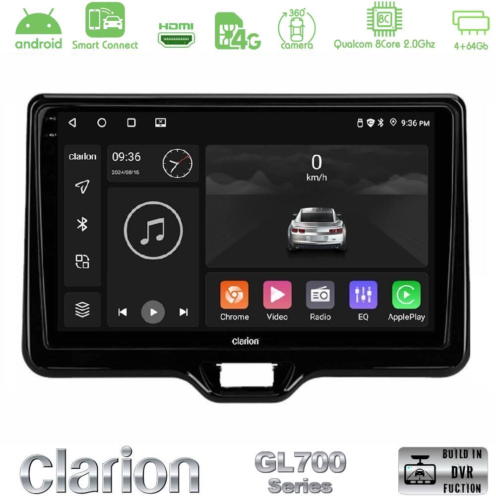 Clarion GL700 QUALCOMM Series 8Core Android ClarionOS 4+64GB Toyota Yaris Cross RHD 2020-> (Low Version) Navigation Multimedia Tablet 9" Με Carplay & Android Auto