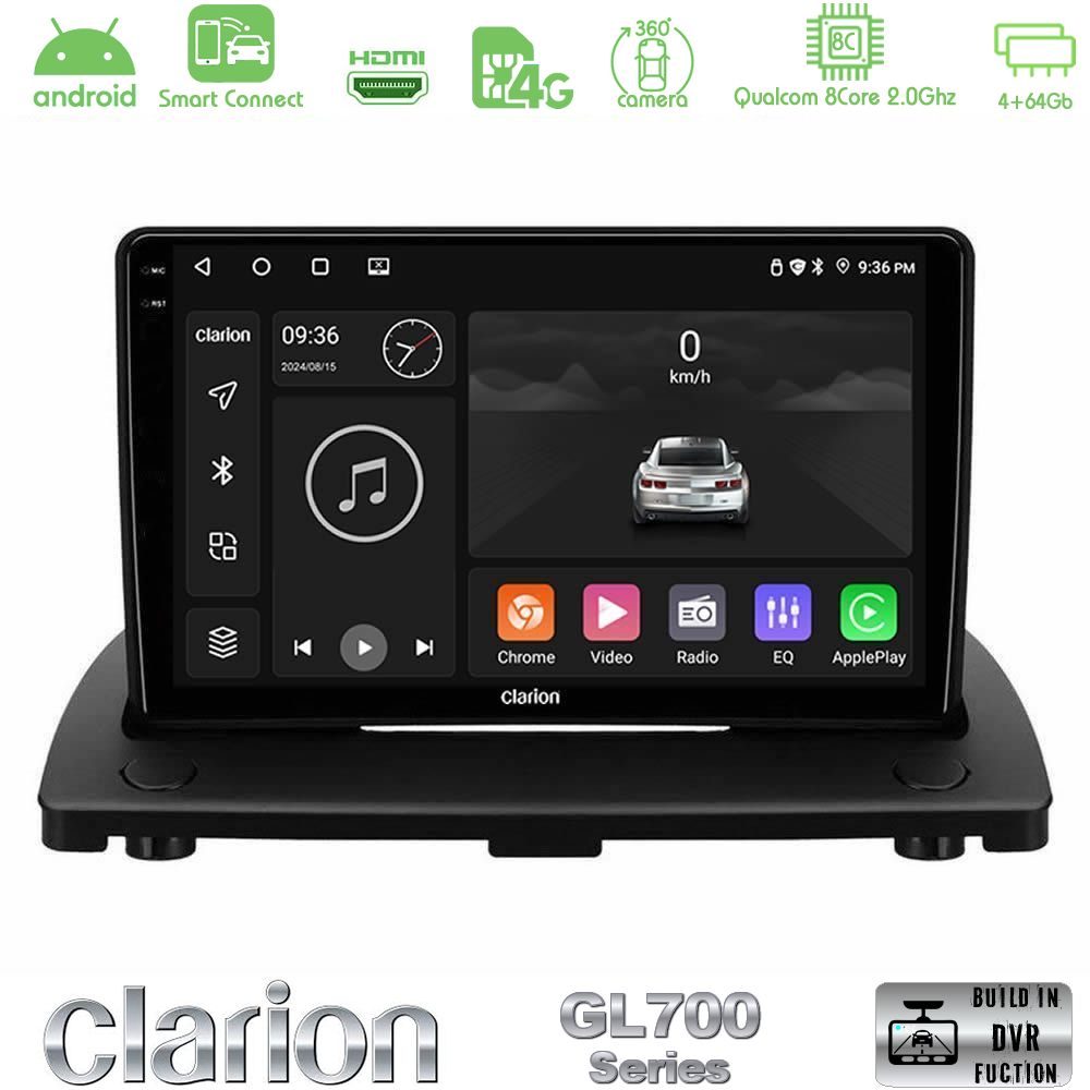 Clarion GL700 Series 8Core Android ClarionOS 4+64GB Volvo XC90 2006-2014 Navigation Multimedia Tablet 9" Με Carplay & Android Auto