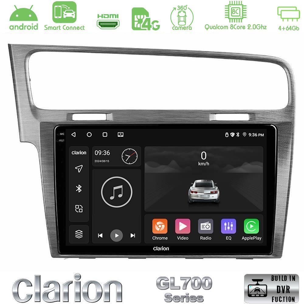 Clarion GL700 Series 8Core Android ClarionOS 4+64GB VW GOLF 7 Navigation Multimedia Tablet 10" Με Carplay & Android Auto