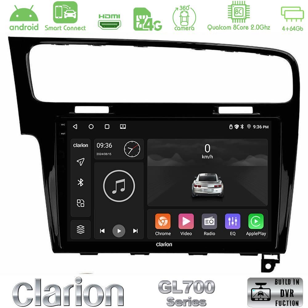 Clarion GL700 Series 8Core Android ClarionOS 4+64GB VW GOLF 7 Navigation Multimedia Tablet 10" Με Carplay & Android Auto
