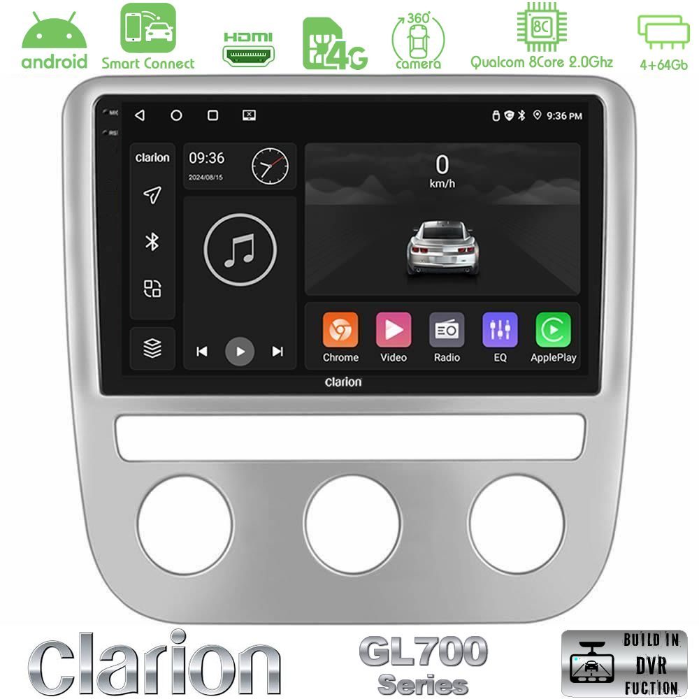 Clarion GL700 Series 8Core Android ClarionOS 4+64GB VW Scirocco / Eos Navigation Multimedia Tablet 9" Με Carplay & Android Auto