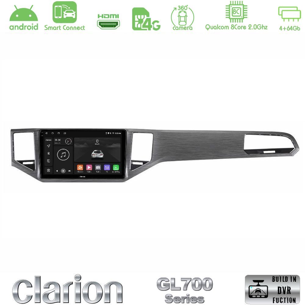 Clarion GL700 QUALCOMM Series 8Core Android ClarionOS 4+64GB VW Sportsvan 2014-2020 Navigation Multimedia Tablet 10" (Silver/Grey Color) Με Carplay & Android Auto