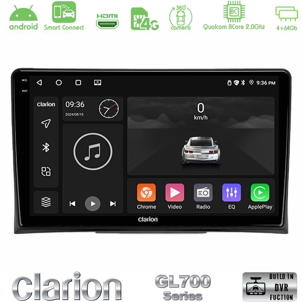Clarion GL700 Series 8Core Android ClarionOS 4+64GB VW Transporter 2003-2015 Navigation Multimedia Tablet 9" Με Carplay & Android Auto