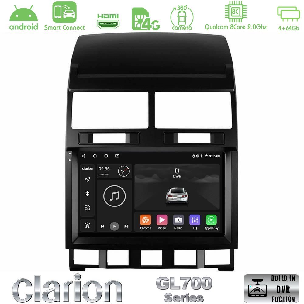 Clarion GL700 Series 8Core Android ClarionOS 4+64GB VW Touareg 2002 – 2010 Navigation Multimedia Tablet 9" Με Carplay & Android Auto
