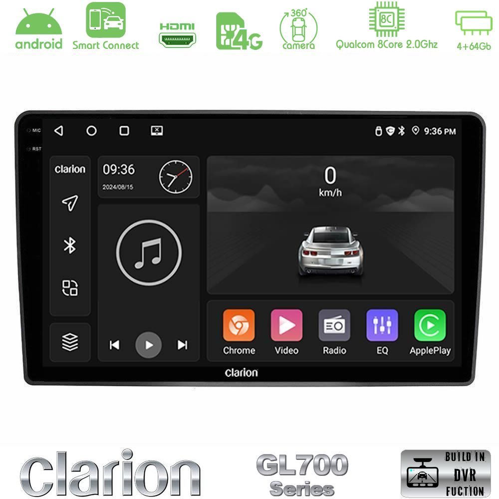 Clarion GL700 Series 8Core Android ClarionOS 4+64GB VW Passat Navigation Multimedia Tablet 9" Με Carplay & Android Auto