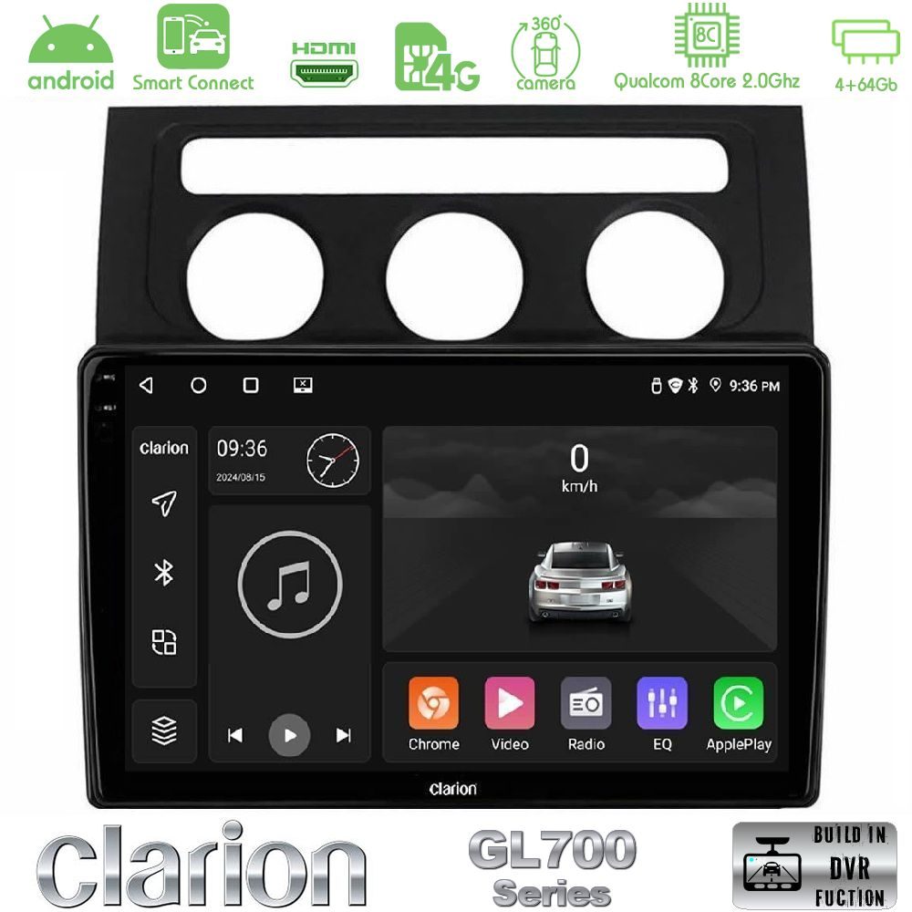 Clarion GL700 QUALCOMM Series 8Core Android ClarionOS 4+64GB VW Touran 2003-2011 Navigation Multimedia Tablet 10" Με Carplay & Android Auto