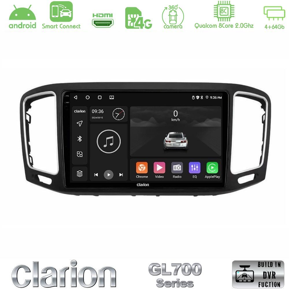 Clarion GL700 Series 8Core Android ClarionOS 4+64GB VW Sharan 2010-2015 Navigation Multimedia Tablet 9" Με Carplay & Android Auto