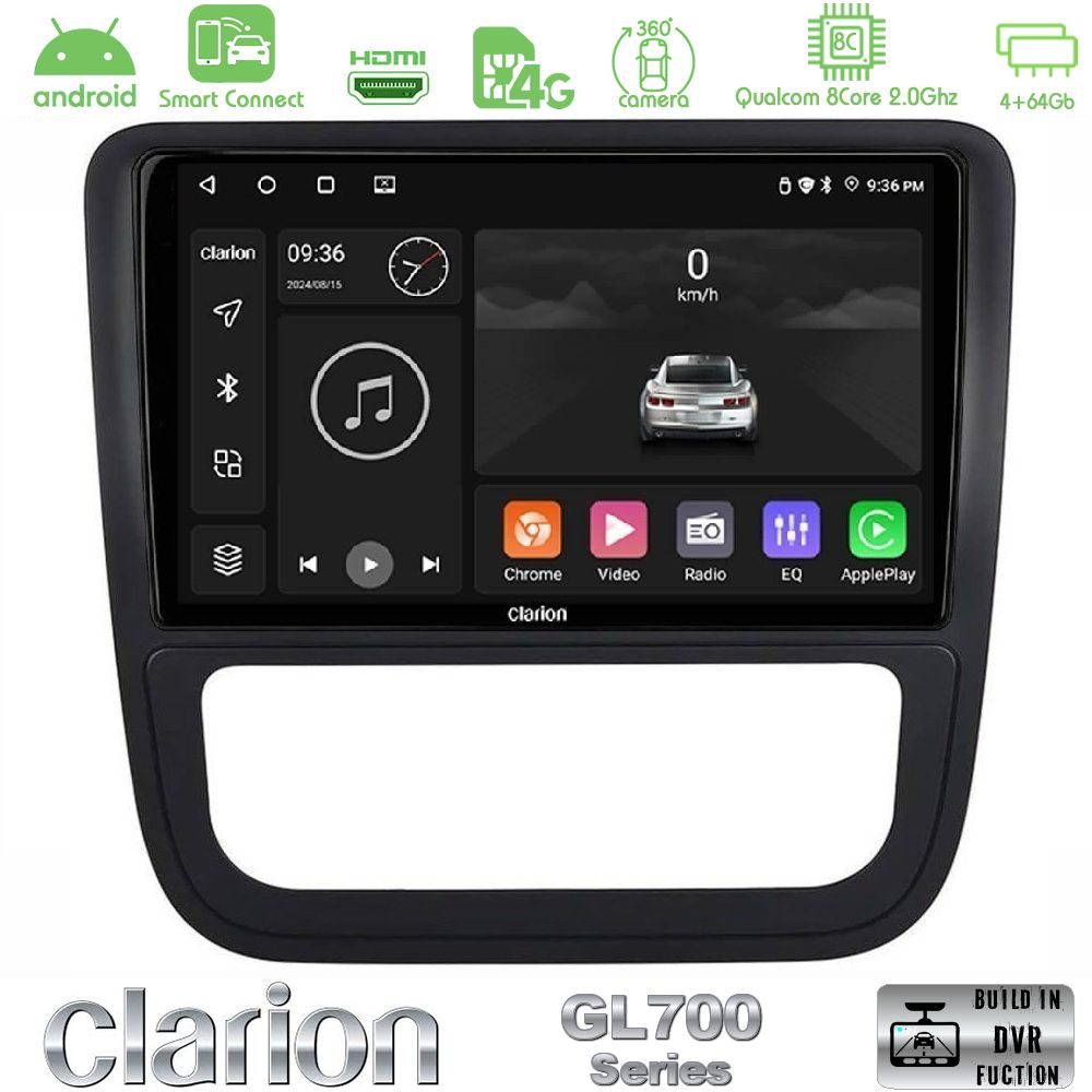 Clarion GL700 Series 8Core Android ClarionOS 4+64GB VW Scirocco 2008-2014 Navigation Multimedia Tablet 9" Με Carplay & Android Auto