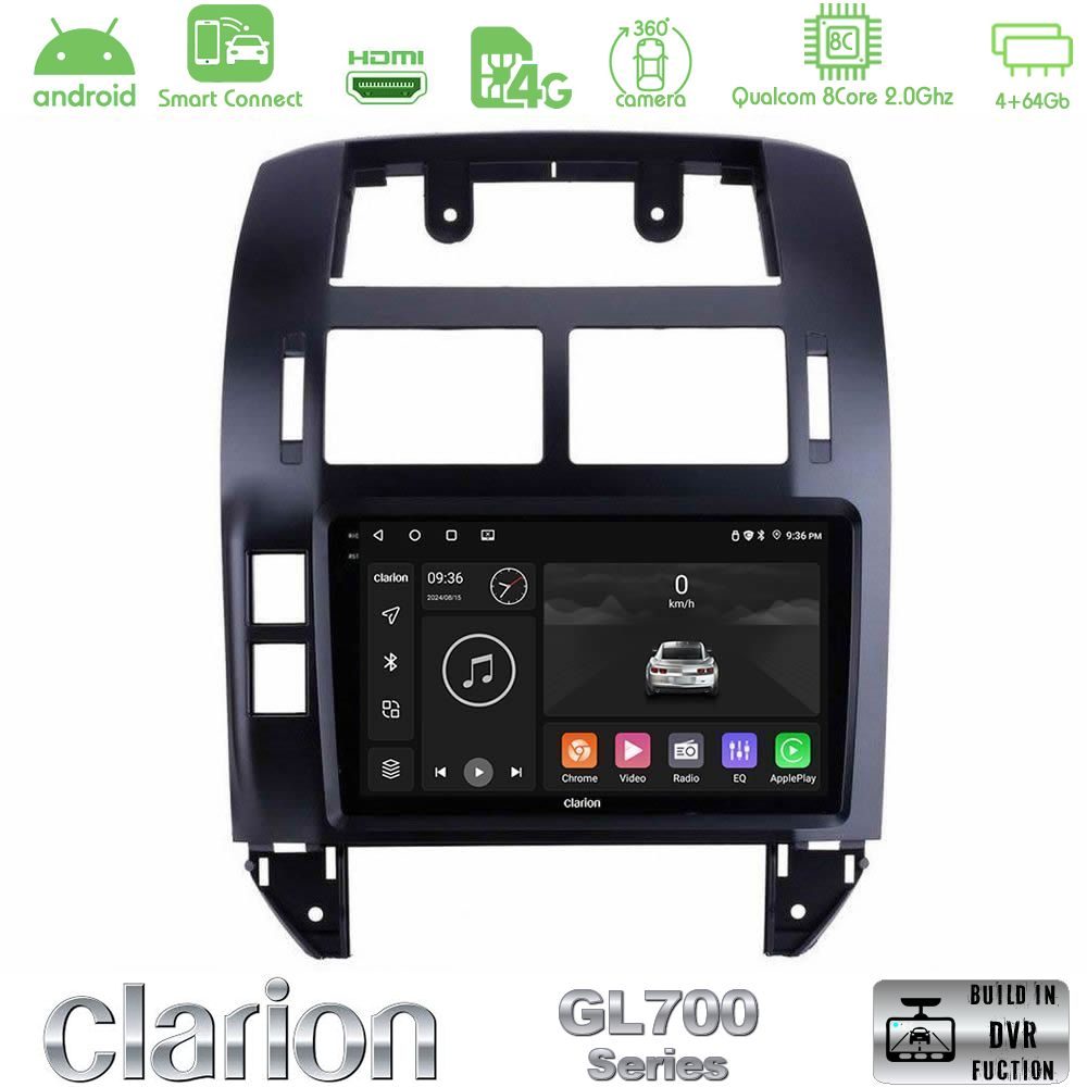 Clarion GL700 Series 8Core Android ClarionOS 4+64GB VW Polo 2002-2009 Navigation Multimedia Tablet 9" Με Carplay & Android Auto