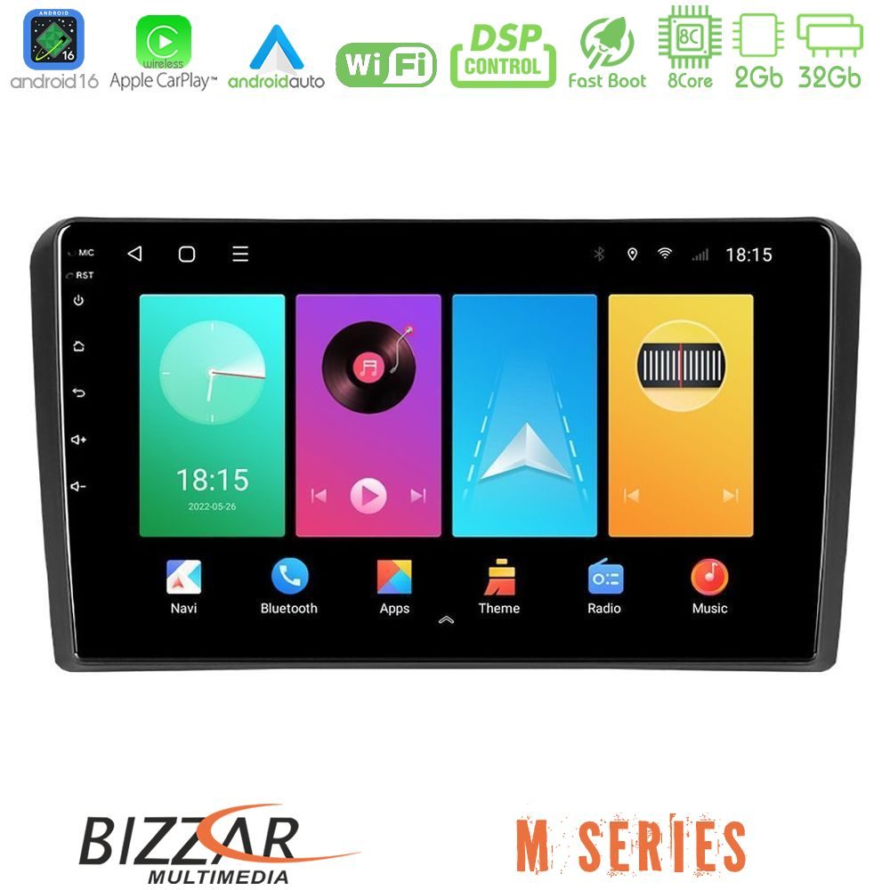 Bizzar M Series 8Core Android16 2+32GB Audi A3 8P Navigation Multimedia Tablet 9"