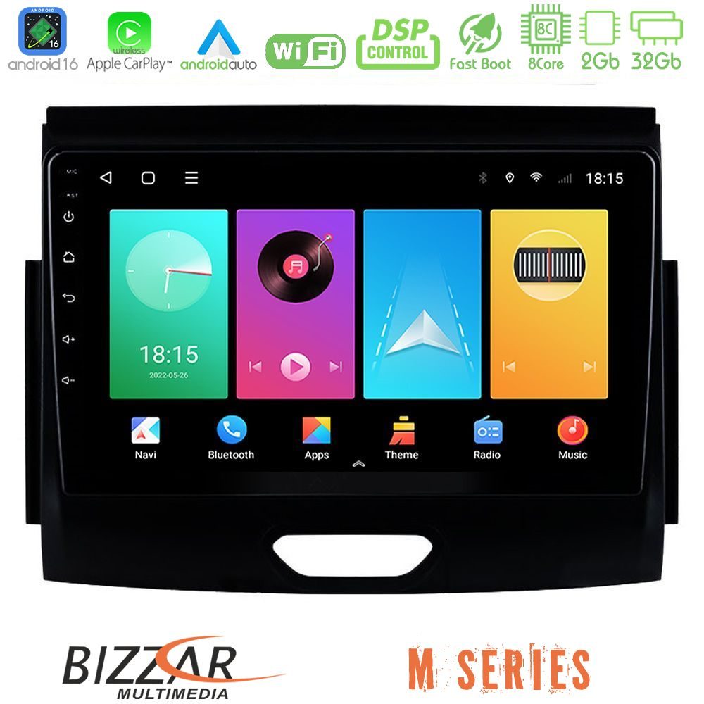 Bizzar M Series 8Core Android16 2+32GB Ford Ranger 2017-2022 Navigation Multimedia Tablet 9"