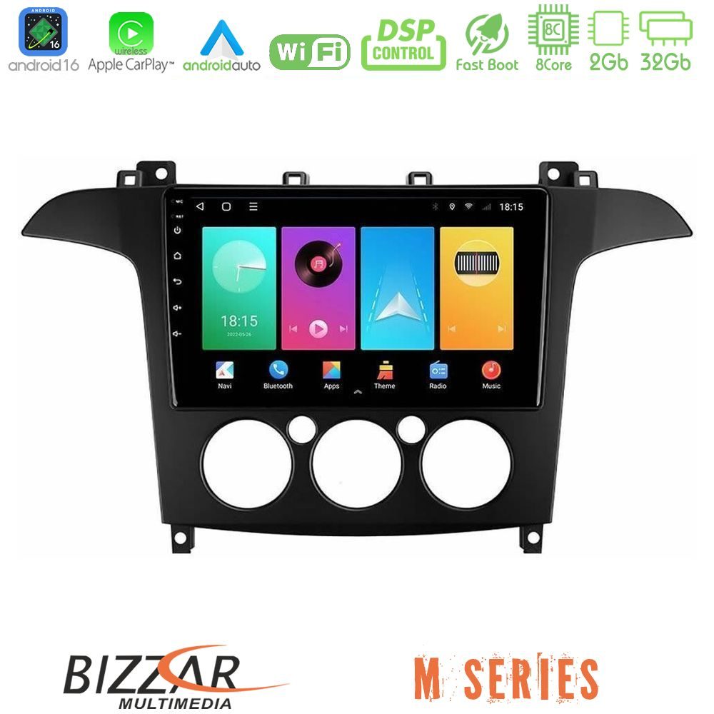 Bizzar M Series 8Core Android16 2+32GB  Ford S-Max 2006-2008 (manual A/C) Navigation Multimedia Tablet 9"
