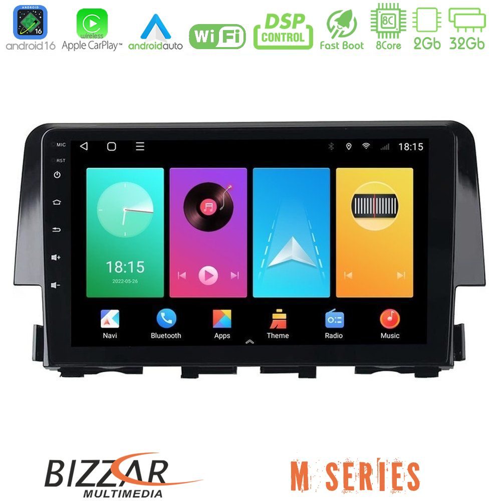 Bizzar M Series 8Core Android16 2+32GB  Honda Civic 2016-2020 Navigation Multimedia Tablet 9"