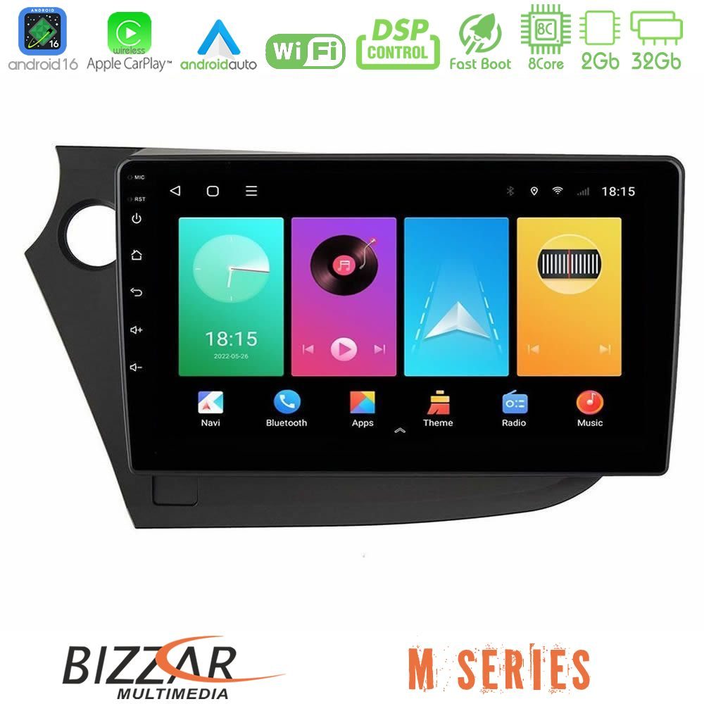 Bizzar M Series 8Core Android16 2+32GB Honda Insight 2009-2015 Navigation Multimedia Tablet 9"