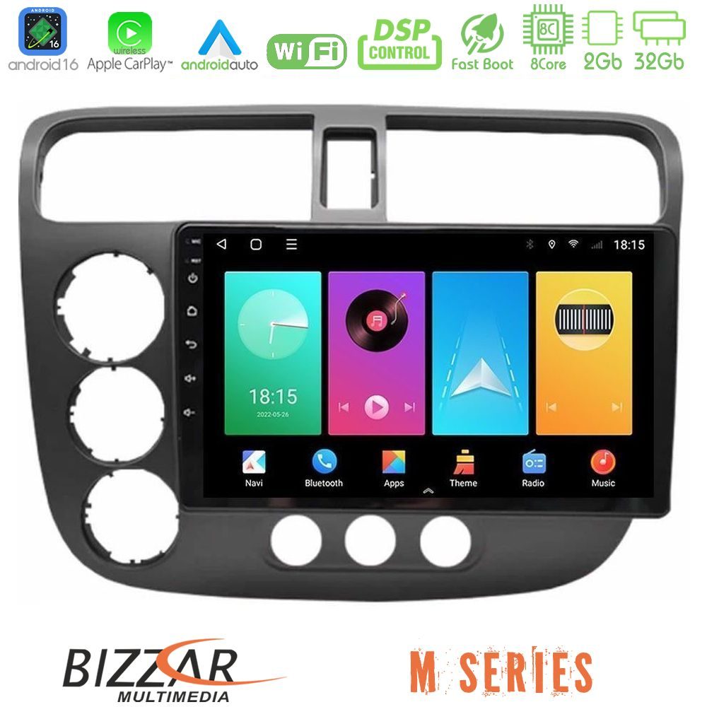 Bizzar M Series 8Core Android16 2+32GB  Honda Civic 2001-2005 Navigation Multimedia Tablet 9"