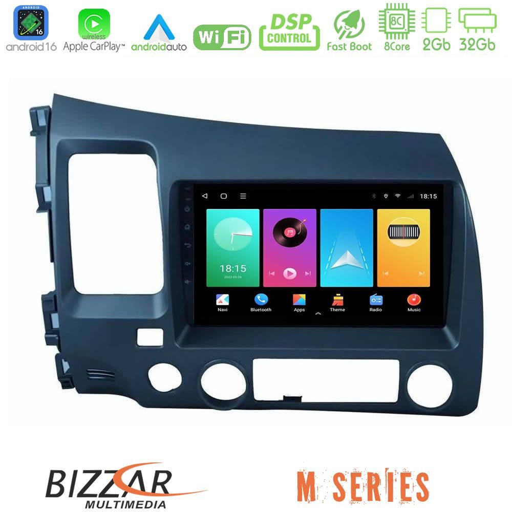 Bizzar M Series 8Core Android16 2+32GB Honda Civic 2006-2011 Navigation Multimedia Tablet 9"
