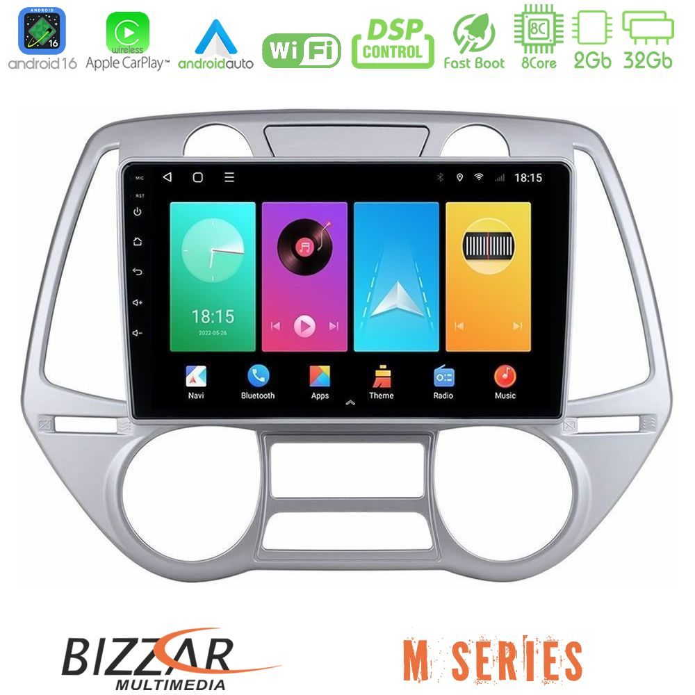 Bizzar M Series 8Core Android16 2+32GB  Hyundai i20 2009-2012 Auto A/C Navigation Multimedia Tablet 9"
