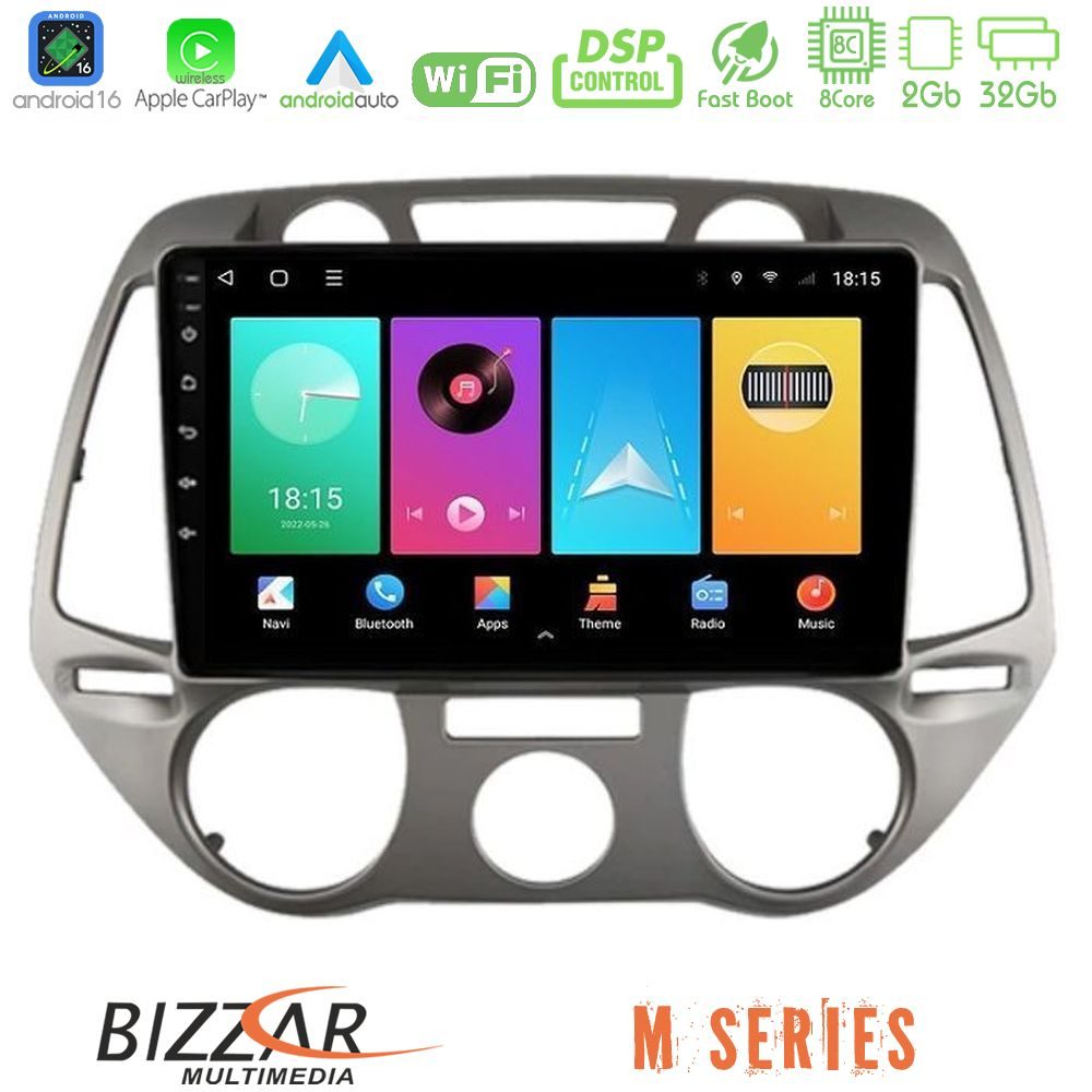 Bizzar M Series 8Core Android16 2+32GB  Hyundai i20 2009-2012 Manual A/C Navigation Multimedia Tablet 9"