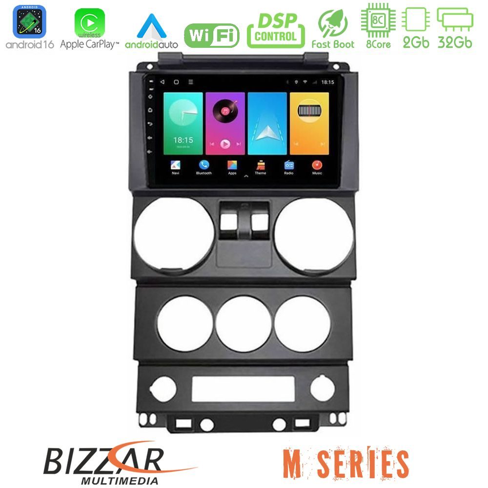 Bizzar M Series 8Core Android16 2+32GB  Jeep Wrangler 2Door 2008-2010 Navigation Multimedia Tablet 9"