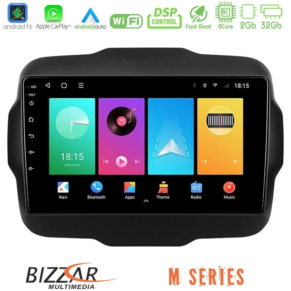 Bizzar M Series 8Core Android16 2+32GB Jeep Renegade 2015-2019 Navigation Multimedia Tablet 9"