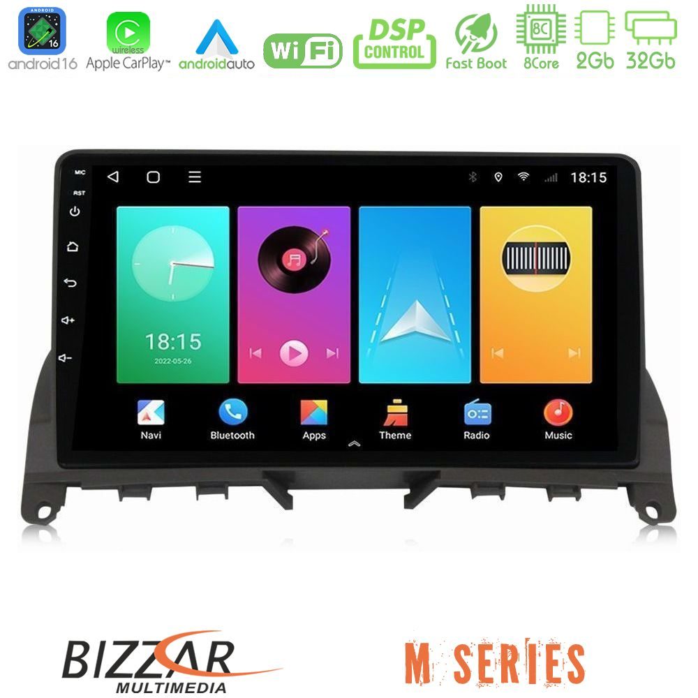 Bizzar M Series 8Core Android16 2+32GB Mercedes C Class W204 Navigation Multimedia Tablet 9" (Σκούρο καφέ)