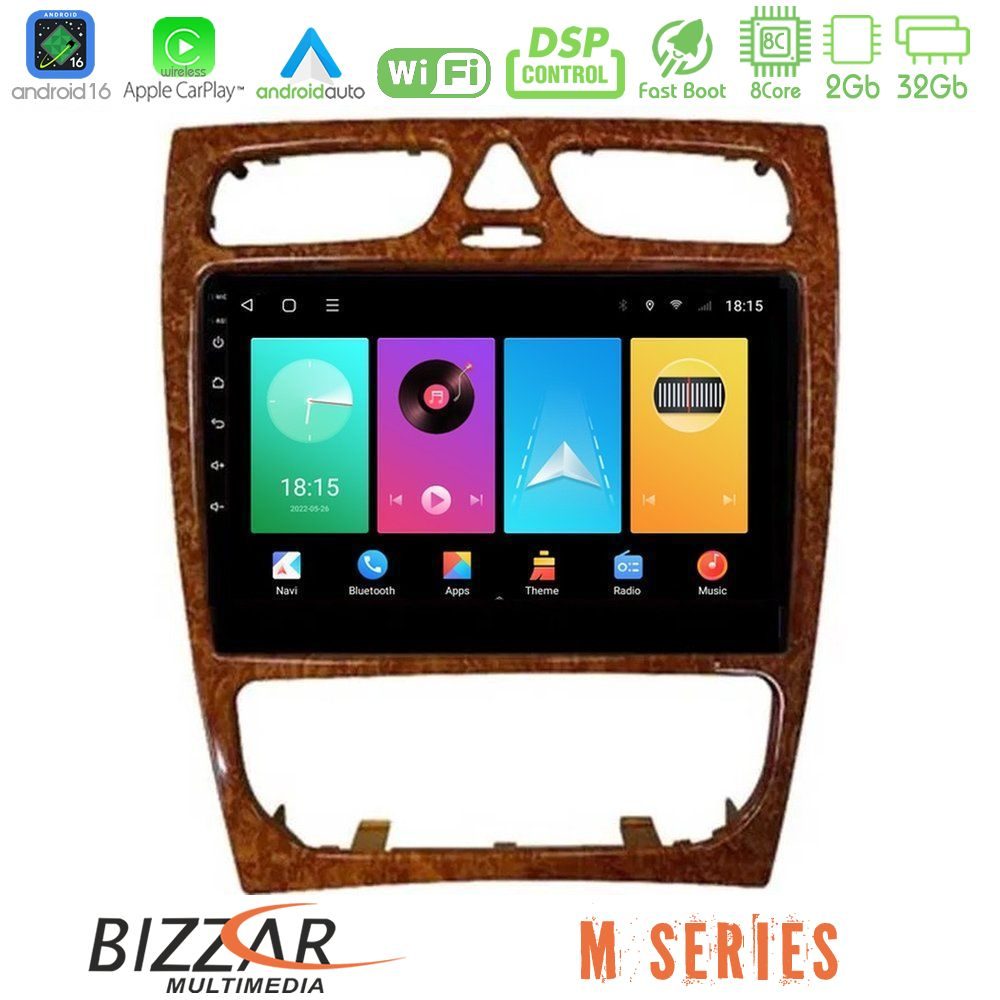 Bizzar M Series 8Core Android16 2+32GB Mercedes C Class (W203) Navigation Multimedia Tablet 9" (Wooden Style)