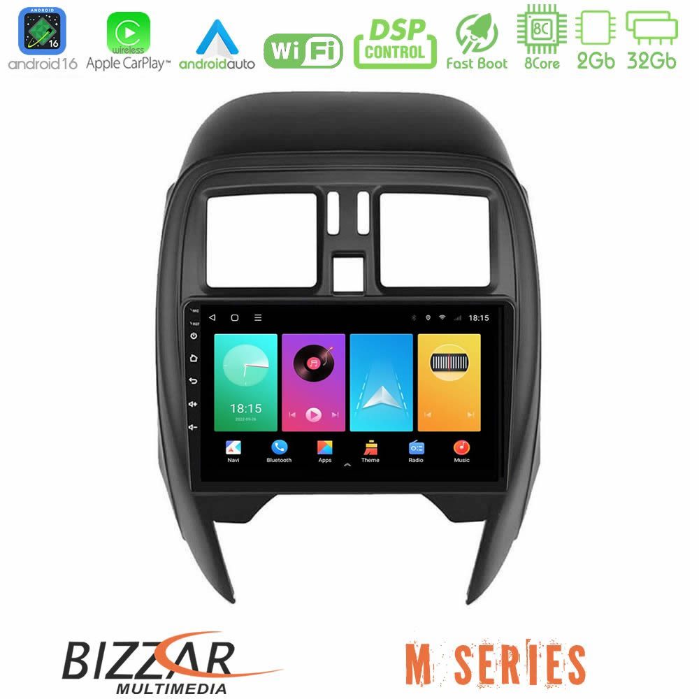 Bizzar M Series 8Core Android16 2+32GB  Nissan Micra 2013-2016 Navigation Multimedia Tablet 9"