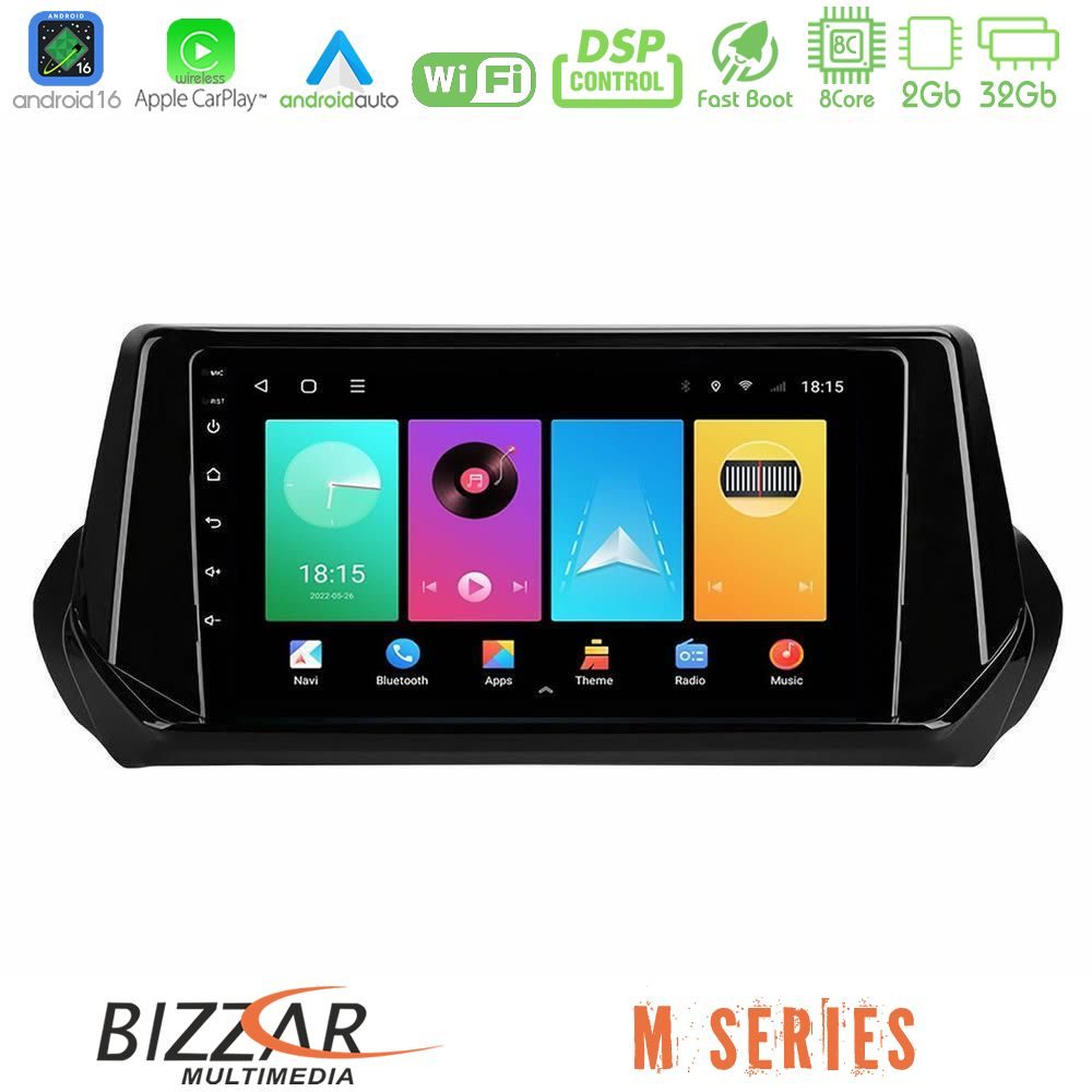 Bizzar M Series 8Core Android16 2+32GB Peugeot 208 2019-2023 Navigation Multimedia Tablet 9"